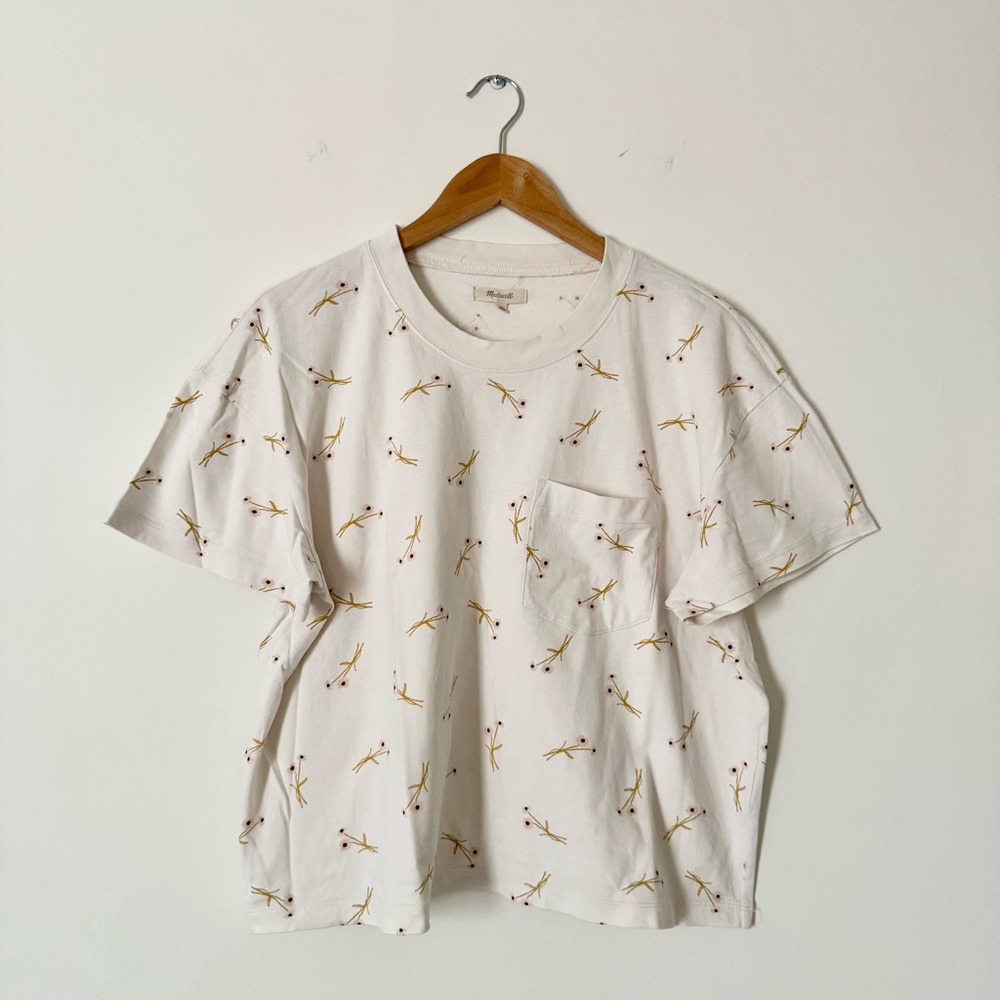Madewell Pocket Tee Daisy Sketch Slight Crop Size XL